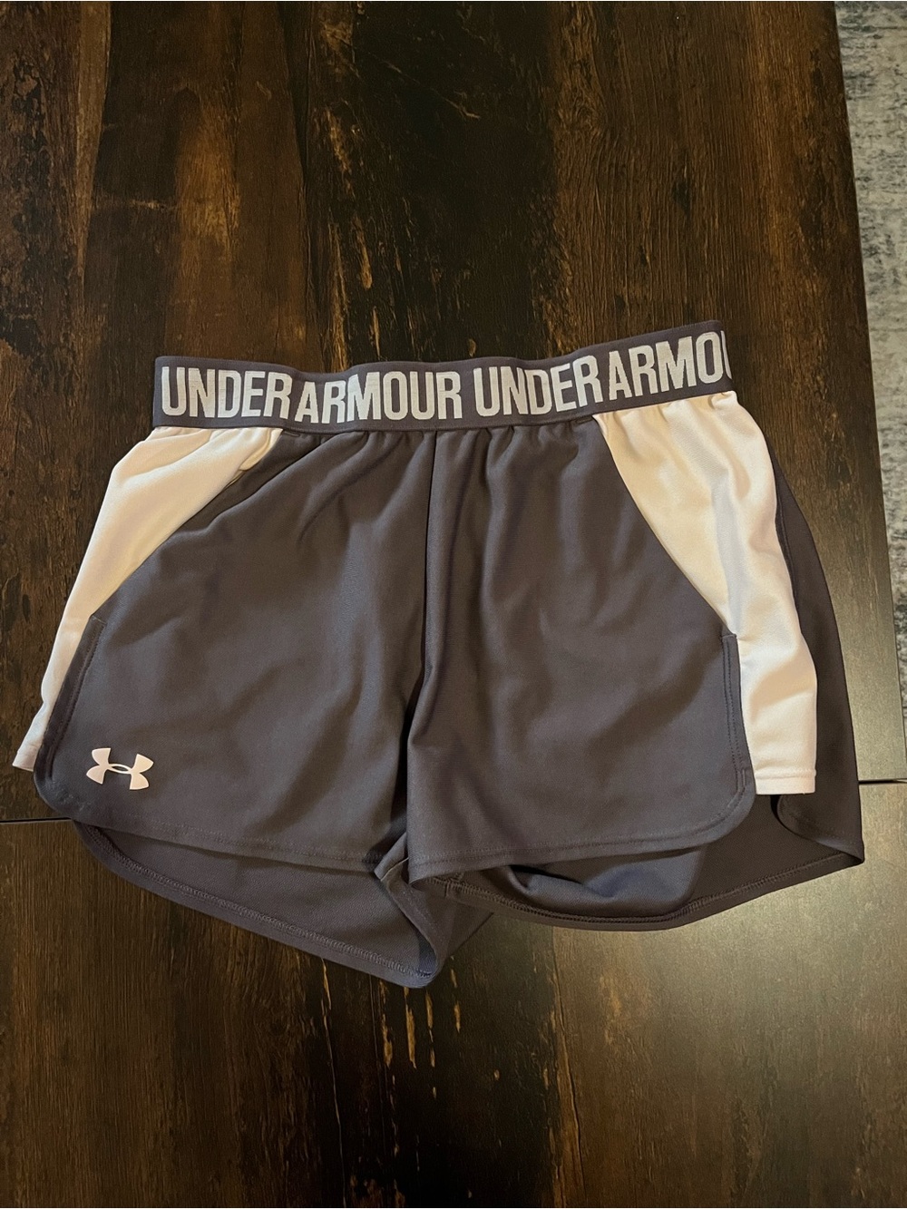 Under Armour Women's Gray Athletic Shorts with White Panels